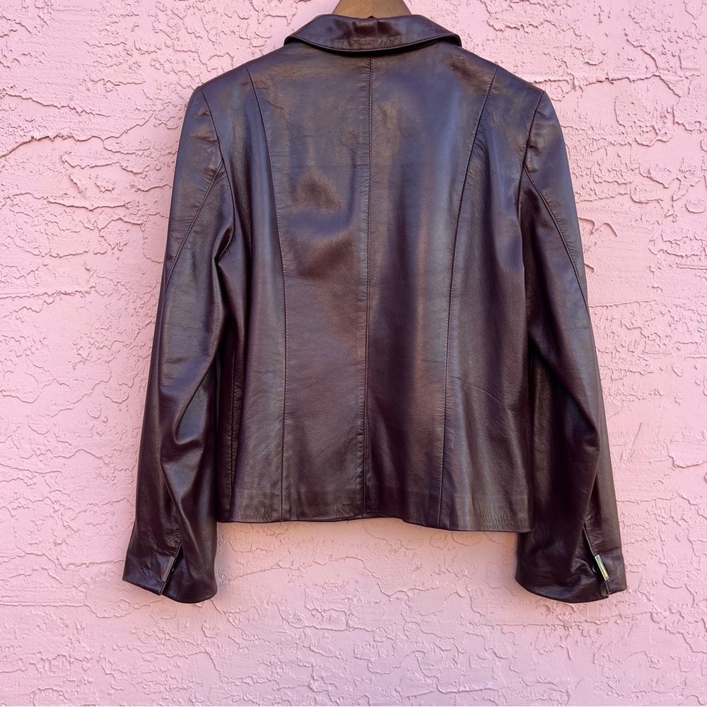 Danier Leather Coat Jacket Burgundy Deep Red Size… - image 5